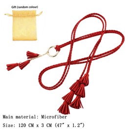 FAIRYGATE Red Tassel Belt Belts for Jeans Dress Pants Thin Braided Womens Belt Trendy Boho Waistband for Women A1005