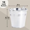 12 Pack Galvanized Metal Buckets with Handles for Party Decorations,