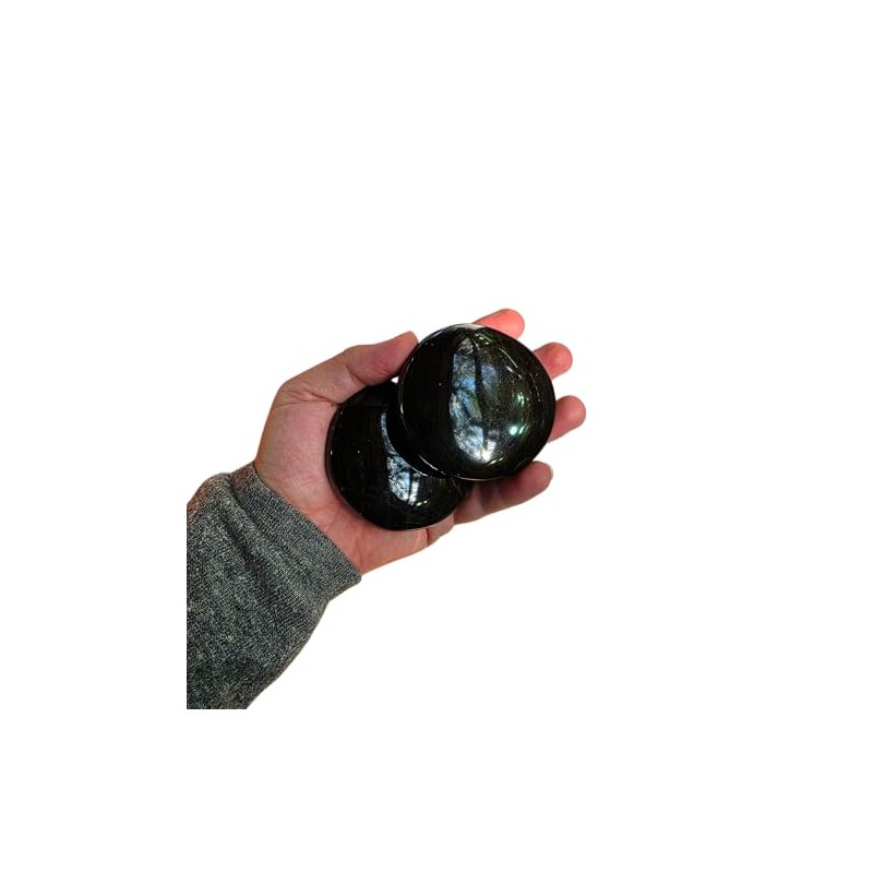 Par de Piedras de Obsidiana para Masaje Corporal Relajante, Negro