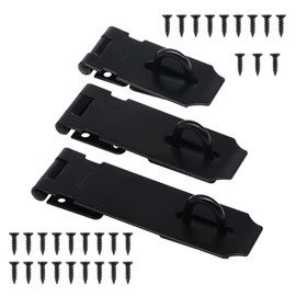 zDwfDc 3 Pack Black Door Lock Latch, 3 Inch, 4 Inch, 5 Inch Hasp Lock Latch Stainless Steel Safety Packlock Clasp, Extra Thick Gate Latch with 30PCS Screws DD022-B