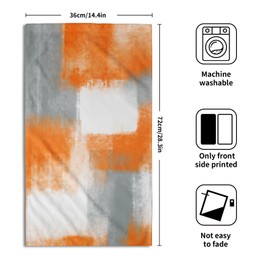 Miaoquhe Orange Grey Hand Towels for Bathroom Set of 2 Abstract Modern Art Grunge Style Oil Painting Bath Towels Art Decorative Soft Bathroom Towels for Kitchen Guest Gym Spa 14x28in