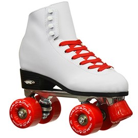 Epic Skates Classic High-Top Quad Roller Skates with Red Wheels, Ladies 9