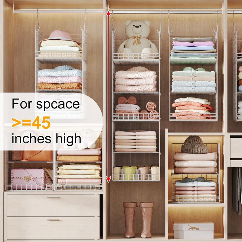 Yuyetuyo ﻿5 Tier Hanging Closet Organizer Separable Hanging Closet Shelves