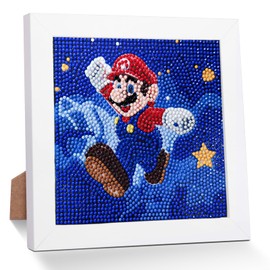 QDUODUO Kit per Pittura con Diamanti con Cornice per Bambini dai 6 Anni in Su e Adulti Principianti, Immagini di Pittura con Diamanti 5D Cartone Super Bros, Piccolo Set Fai da Te 18x18cm, Kit per