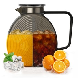 Glass Pitcher With Lid, 2.3 Liter 78 oz Glass Water Pitchers, 0.6 Gallon Glass Pitcher With handle and Lids for Fridge, Carafe Jug Jar For Hot/Cold Water Tea Iced Juice Coffee Milk Beverage