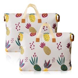 Vocridy Storage Bag for Blanket or Clothes, Durable for Multiple Functions, for Bedding, Blanket, Clothes Storage, Holiday Bag, Pack of 2, 56 x 80 x 27 cm, 120 L (Pineapple)