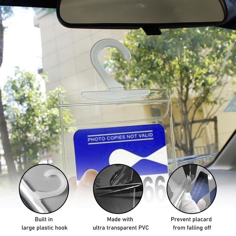 Suvnie 2 PCS Handicap Placard Holder, Ultra Transparent Disabled Parking