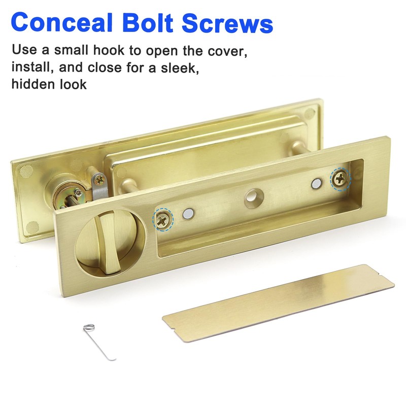 Dontay Pocket Door Handle with Lock and Edge Pull, Narrow