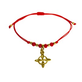 Pulsera Nudo de Bruja- Hilo Rojo Amuleto de Protección Chapado en Oro