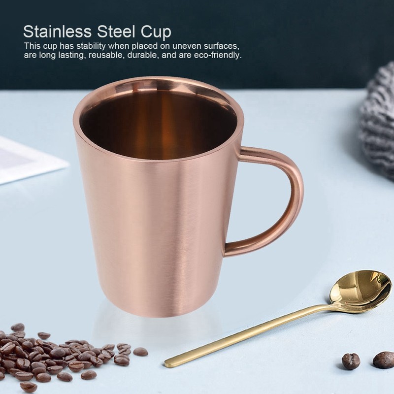 350ml Double Layer Stainless Steel Drinking Cup with Handle for