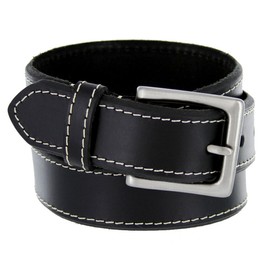 Classic Jean Beveled Edge Genuine Leather Belt for Women(Black,36)