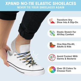 [Xpand] メンズ ノータイ シューレースシステム 靴ひも 伸縮ひも - フリーサイズ 大人 子ども靴用 132cm（52インチ