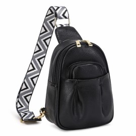 Eslcorri Small Sling Bag - Fanny Pack Crossbody Bags for Women Vegan Leather Chest Bum Belt Bag Waist Packs Casual Daypack Phone Purse for Travel Shopping Everywhere - Black