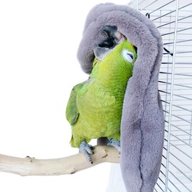QBLEEV Cozy Corner Fleece Bird Blanket，Parrot Cage Snuggle Hut Cuddle Nest Hanging Toy，Small Animals Shelter Covers Plush Bedding for Parakeet Cockatiel Lovebirds Pigeon Eclectus