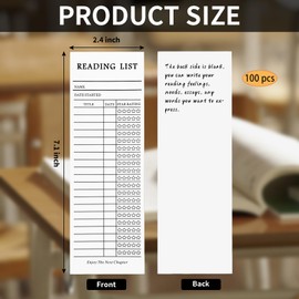 100PCS Reading List Bookmark, Book Journal Reading Log, Book Tracker Bookmark, Personal Libraries Cards Book Tracker Notecards, Literary Gift for Reading Lover Readers, 2025 Reading Tracker