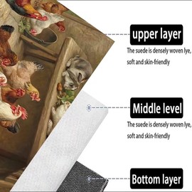 Soyalie Henhouse Print Rug for Entrance Kitchen Vintage Nature Rustic Lodge Rooster Rugs Dorm Decor Bunny Carpet Farm Chicken Floor Mat 3'x5'