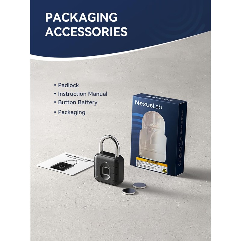 NexusLab Smart Fingerprint Padlock with TUYA App Control, IP67 Waterproof,