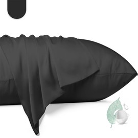 100% Mulberry Silk Pillowcase 2 Pack,Standard Size Silk Pillow Cases for Hair and Skin,Silky Smooth Bed Pillow Cover with Hidden Zipper,Natural Silk Pillow Case Set of 2 (Black, Standard 20X26)