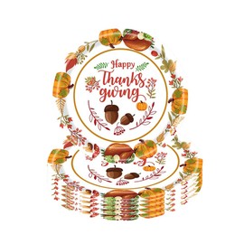 16Pcs Autumn Fall Plates Thanksgiving Party Paper Plates 23cm,Autumn Decor Turkey Pumpkin Maple Leaf Paper Plates Thanks Dinner Plates for Autumn Harvest Thanksgiving Party Supplies Table Decorations