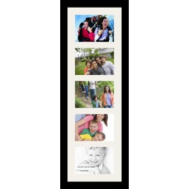 ArtToFrames Collage Photo Frame Single Mat with 5-5x7 Openings and Satin Black Frame.