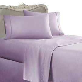 Luxurious Six (6) Piece Lavender Solid Solid/Plain, Eastern King Size, 1000 Thread Count Ultra Soft Single-Ply 100% Egyptian Cotton, Extra Deep Pocket Bed Sheet Set with Four (4) Pillow Cases 1000TC