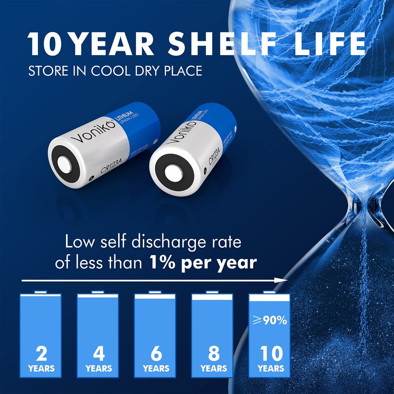 Voniko CR123A Lithium Batteries (12-Pack) – Photo Non-Rechargeable Lithium Battery