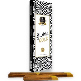 ALAUKIK Incienso Premium Mayoreo | 90gr en 60 Varitas de Larga Duracion con Porta Incienso | para Yoga, Aromaterapia, Meditacion |Distintos Aromas Hechos a Mano en la India| (Negro & Oro)