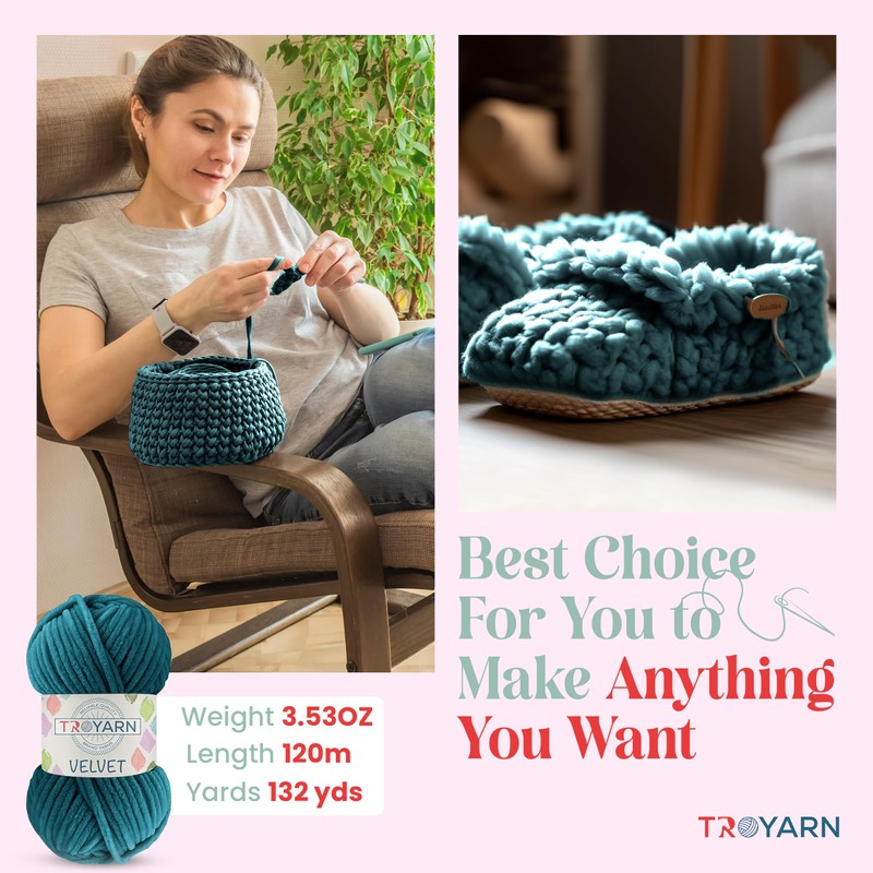 Chenille Velvet Yarn - 100g (132 Yards) Fluffy Plush Yarn