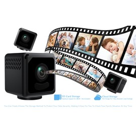 Mini Security Camera, Nanny Cam with 150°Rotating Lens, Free Cloud & SD Storage, 4K WiFi Wireless No WiFi Motion Detection, Auto Night Vision