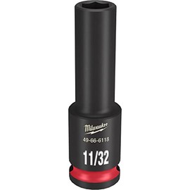 Milwaukee Shockwave 3/8-Inch Drive Deep 6 Point Impact Socket, 11/32-Inch Size