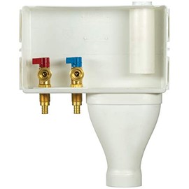 Water-Tite 87359 Right-Hand Drain Wide-Mouth Washing Machine Outlet Box - Quarter-Turn Brass Valves, 1/2-Inch ASTM F1807 Connection, White Plastic