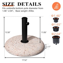 Patio Umbrella Base 45lbs, Outdoor Umbrella Stand, Concrete with Cobblestone Decor Heavy Duty Umbrella Holder Outdoor Base for Deck Poolside Yard (YELLOW)