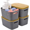ZFTMRR Plastic Storage Bins with Bamboo Lids, Stackable Small Box