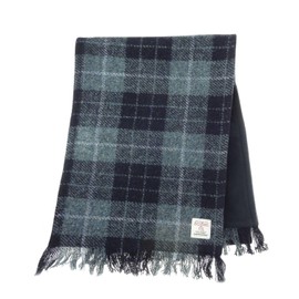 100% Harris Tweed Wool Tartan Scarf, 155cm x 25cm, Soft Fleece Back & Fringed, Blue Checkered Design, Gift Boxed, Scottish Winter Accessory, Multiple Tartans Available (Grey Black)