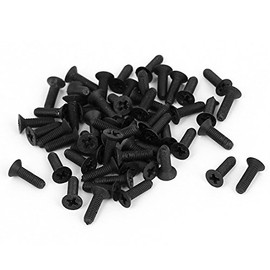 uxcell® M3x10mm Phillips Nylon Countersunk Head Bolt Machine Screw Black 50Pcs