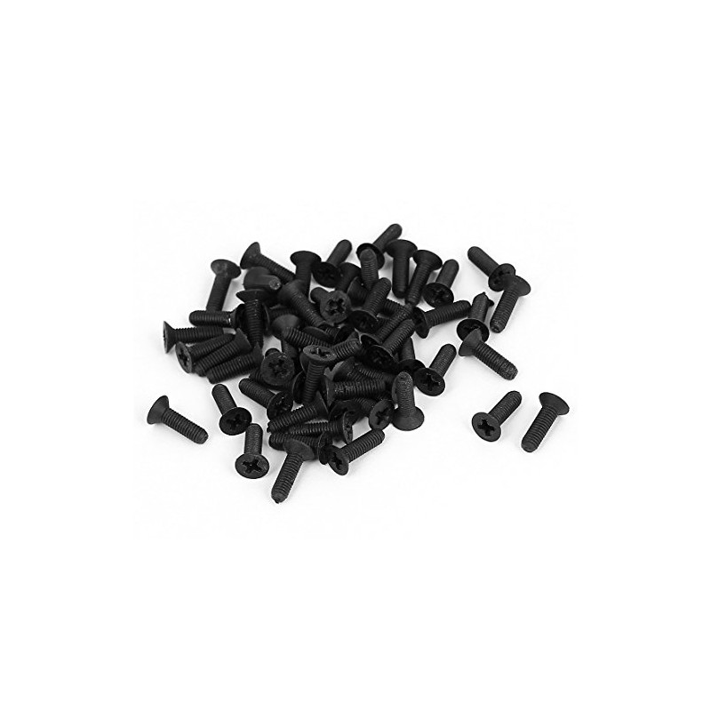 uxcell® M3x10mm Phillips Nylon Countersunk Head Bolt Machine Screw Black