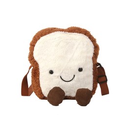 NEEVAS Women Plush Toast Bread Shoulder Handbag Girls Cute Lightweight Crossbody Purse