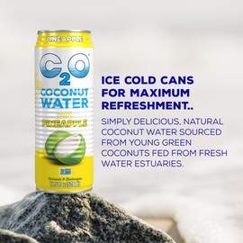 C2O - Coconut Water with Pineapple (12 Pack) - Made with Fresh Coconut Water - Plant Based - Non GMO - Canned Water - Natural Hydration, Essential Electrolytes, & Potassium - 12 Cans, 17.5 FL OZ