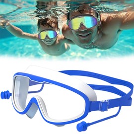 Goggles Natación, Gafas de Natación Anti Niebla UV, Anteojos de Natación Ajustables de Silicona, Sin Fugas, Máxima Comodidad, Gafas para Niños y Niñas (Blanco)