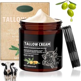 120g Beef Tallow for Skin, Beef Tallow Organic for Skincare, Beef Tallow Cream Organic, crema de sebo de bovino, Facial Tallow Honey Balm, Hidratante 