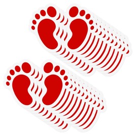 YIKIADA Red Footprint Stickers 4 x 6 Inches Vinyl Self Adhesive Kids Floor Decals Waterproof Foot Print Sticker for Business School Office Wall Stairs 20 Pairs