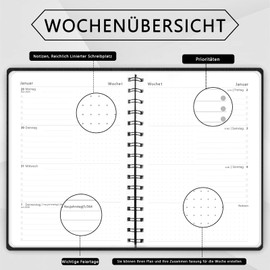 Calendar 2026, Moseem A5 Diary 2026, Calendar 2026 Book Calendar, Planner 2026, Appointment Calendar 2026, Weekly Planner from Jan.2026-Dec.2026, 1 Week 2 Pages - Black