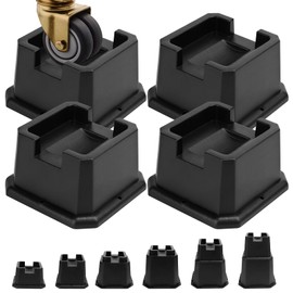 MixDora Bed Risers 2 Inch Furniture Risers Bed Lift Risers for Caster Wheels or Posts of Bed Table Couch Chair 4 Pack Black (2 Inch)