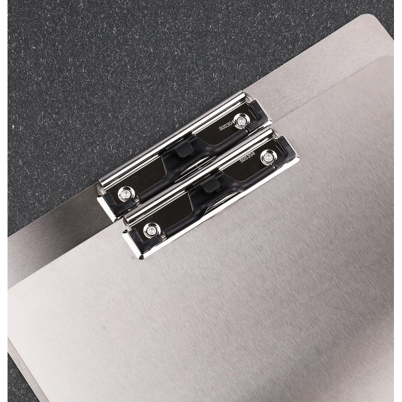 Foldable Stainless Steel Clipboard with Shoulder Strap - Adjustable Size,