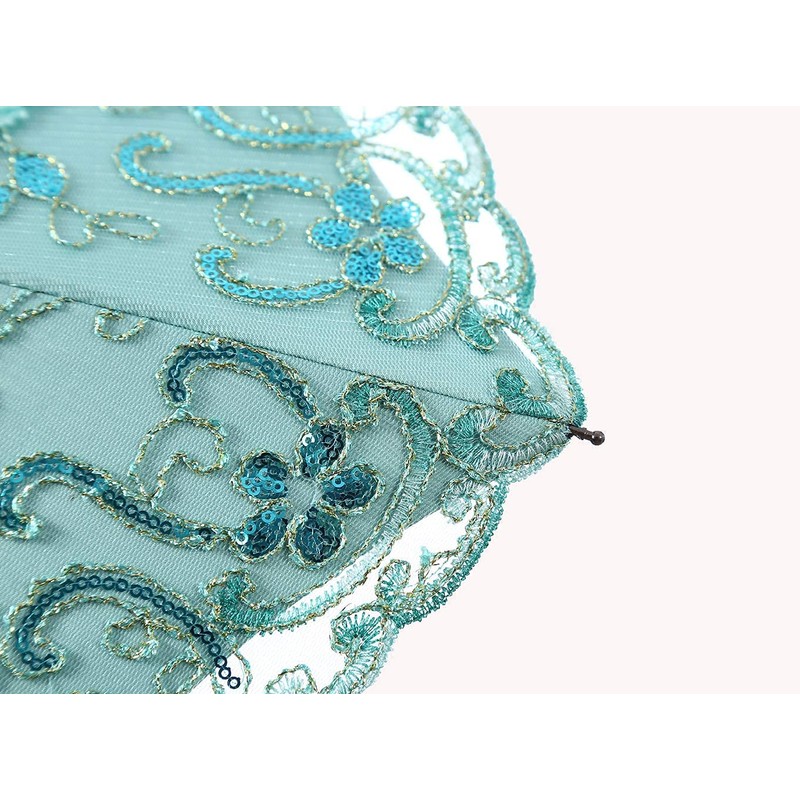 LCY Ladies Embroidered Lace Double-deck Anti-UV Parasol Umbrella Sun/Rain/Snow Folding
