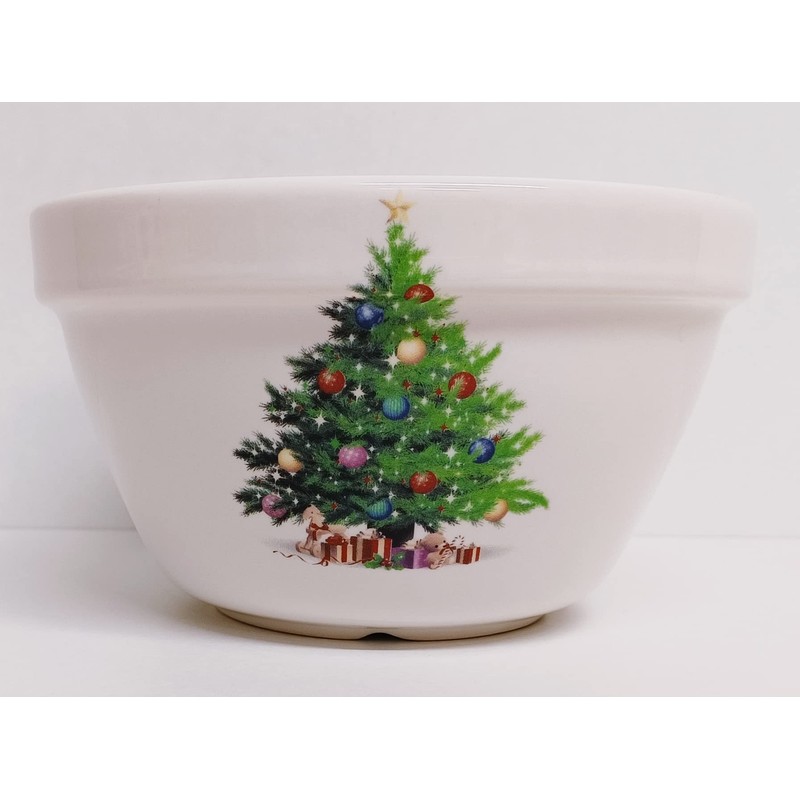 Rainbow Decors Xmas Tree Christmas Pudding Ceramic Decorated Baking Bowl