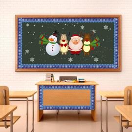 Lucleag 49.2 Ft Winter Snowflakes Bulletin Board Border, Self-Adhesive Snowflake Bulletin Board Border Trim for Christmas Winter School Classroom Bulletin Board Decorations