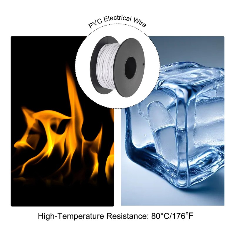 Sourcing Map 18AWG White PVC Hookup Wire, 10M/33ft, UL1007, Tinned