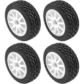 HIRCQOO OD 75mm/2.95'' Rubber Tires & Plastic Wheel Rims 12mm Hex Compatible with Traxxas HSP Tamiya HPI Kyosho 1/10 On-Road Touring Racing Car,WLtoys 1/14 144001 RC Buggy (10-Spoke)