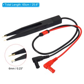 PATIKIL 6mm Multimeter Chip Test Clips Set, 2 Set Capacitance Pen Probe Test Lead Tweezer for Electrical Circuit Test Inductor Resistance Measurement, Black Red